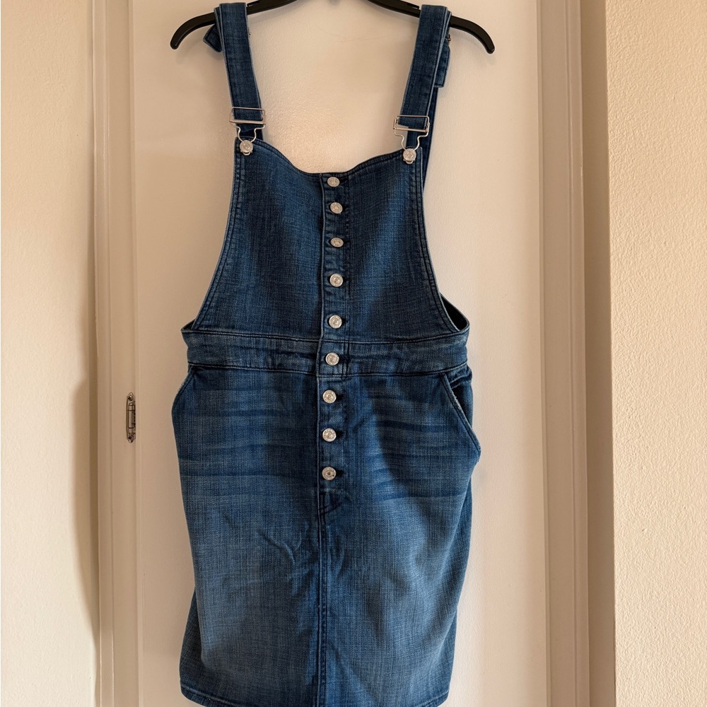 Denim Button-Front Overall Dress